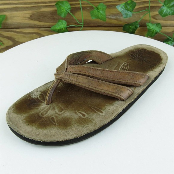 KEEN Women Flip Flop Shoes‎ Brown Leather Slip On Size 6 Medium (B, M) - Picture 1 of 9